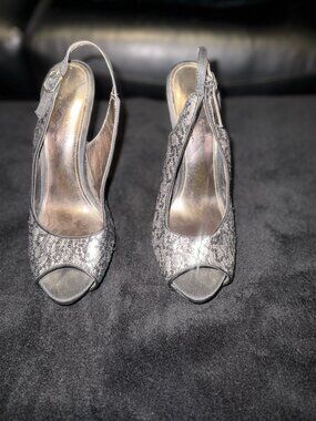 Size 7.5 Lace Sequin Black Sexy The Touch of Nina Heels